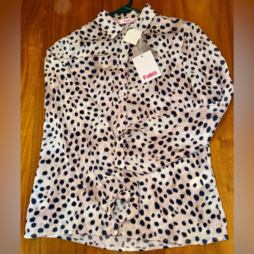 Blugirl Folies Leopard Print Semi-Sheer Blouse, NWT size 40 - Picture 8 of 11